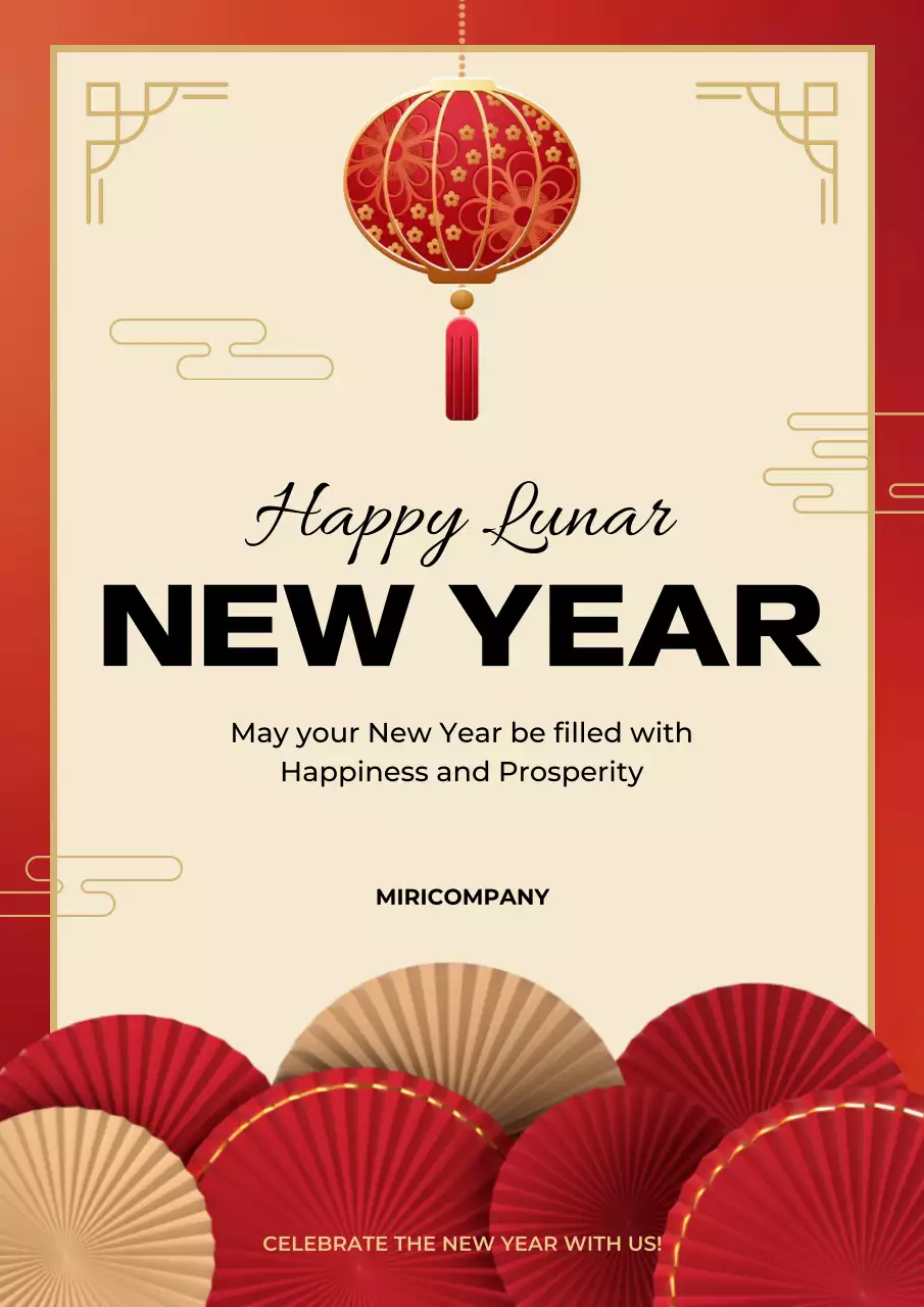 Red Traditional New Year Announcement Poster