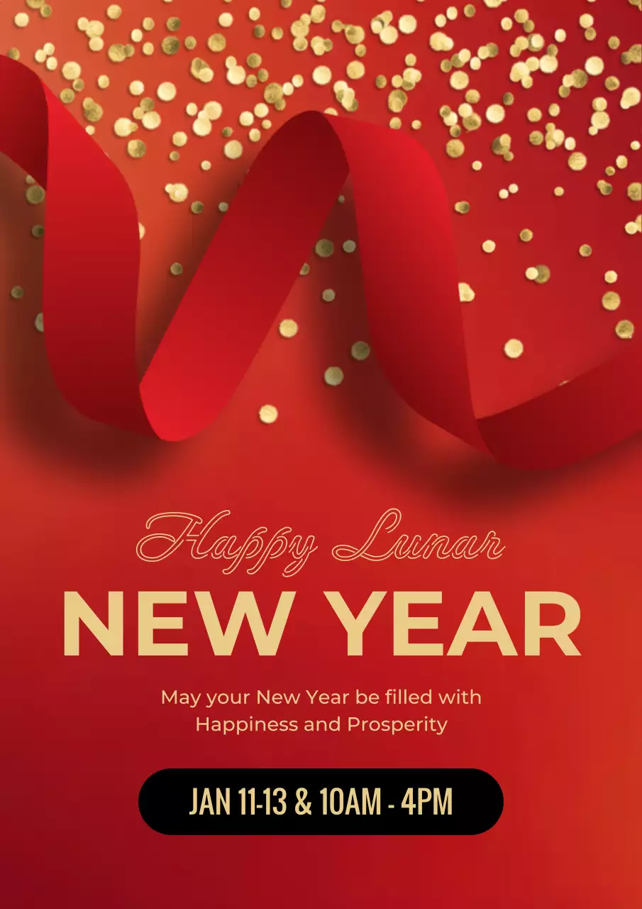 Red Elegant New Year Announcement Poster