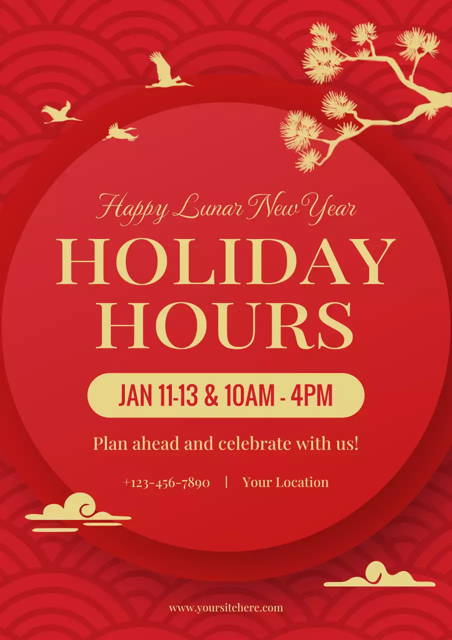 Red Traditional Holiday Announcement Poster