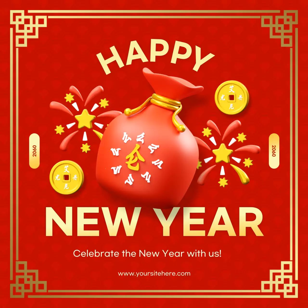 Red Traditional New Year Announcement Social Media Post