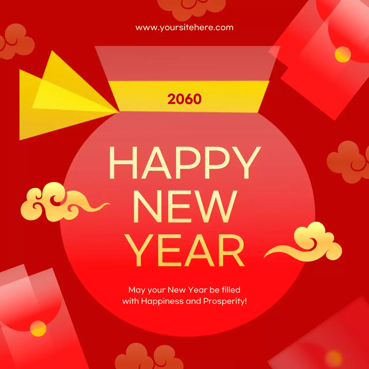 Red Traditional New Year Card Social Media Post