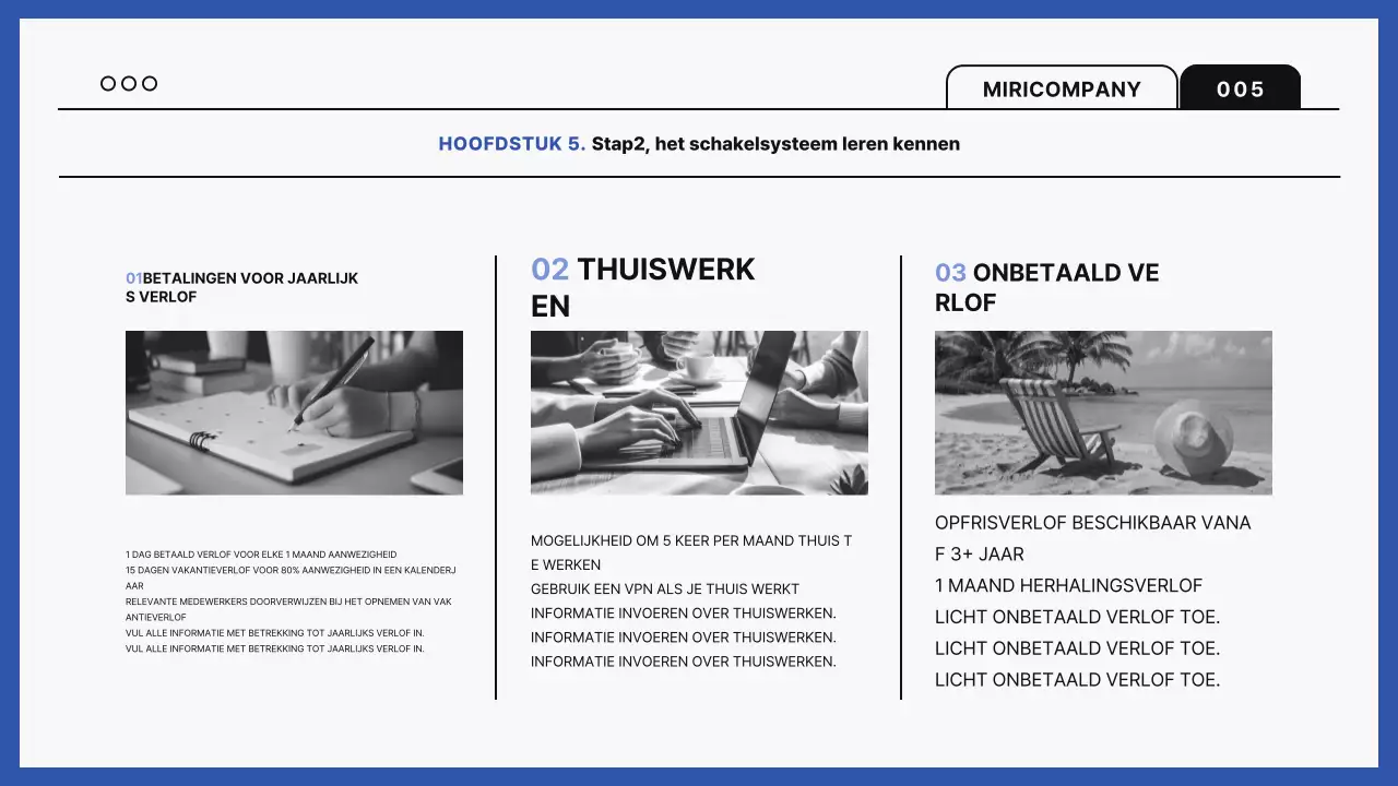 Blauwe trainingsgids voor moderne werkplekken