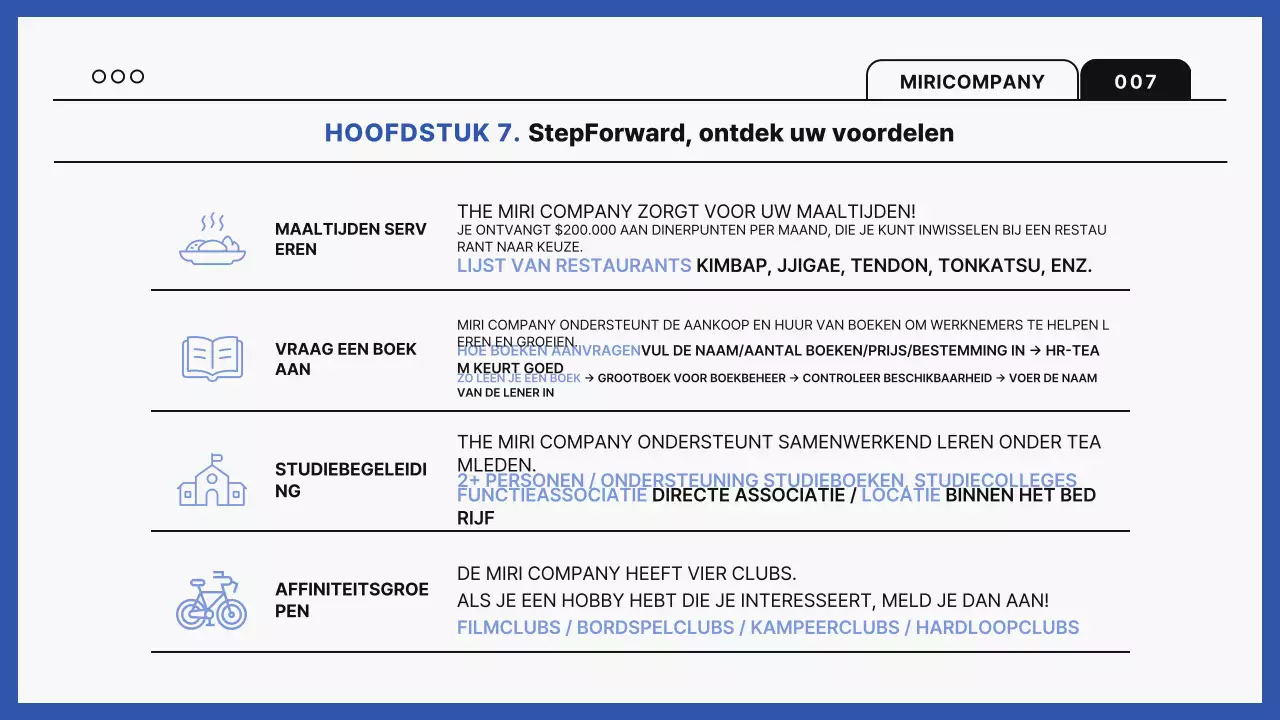 Blauwe trainingsgids voor moderne werkplekken