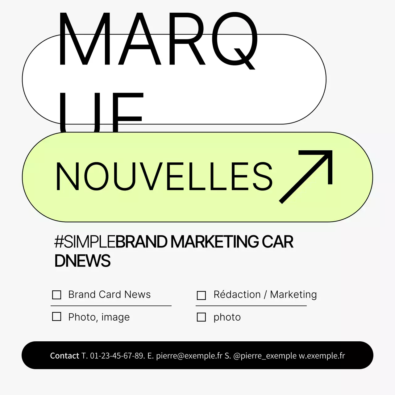 Promouvoir une marque simple en gris et chartreuse