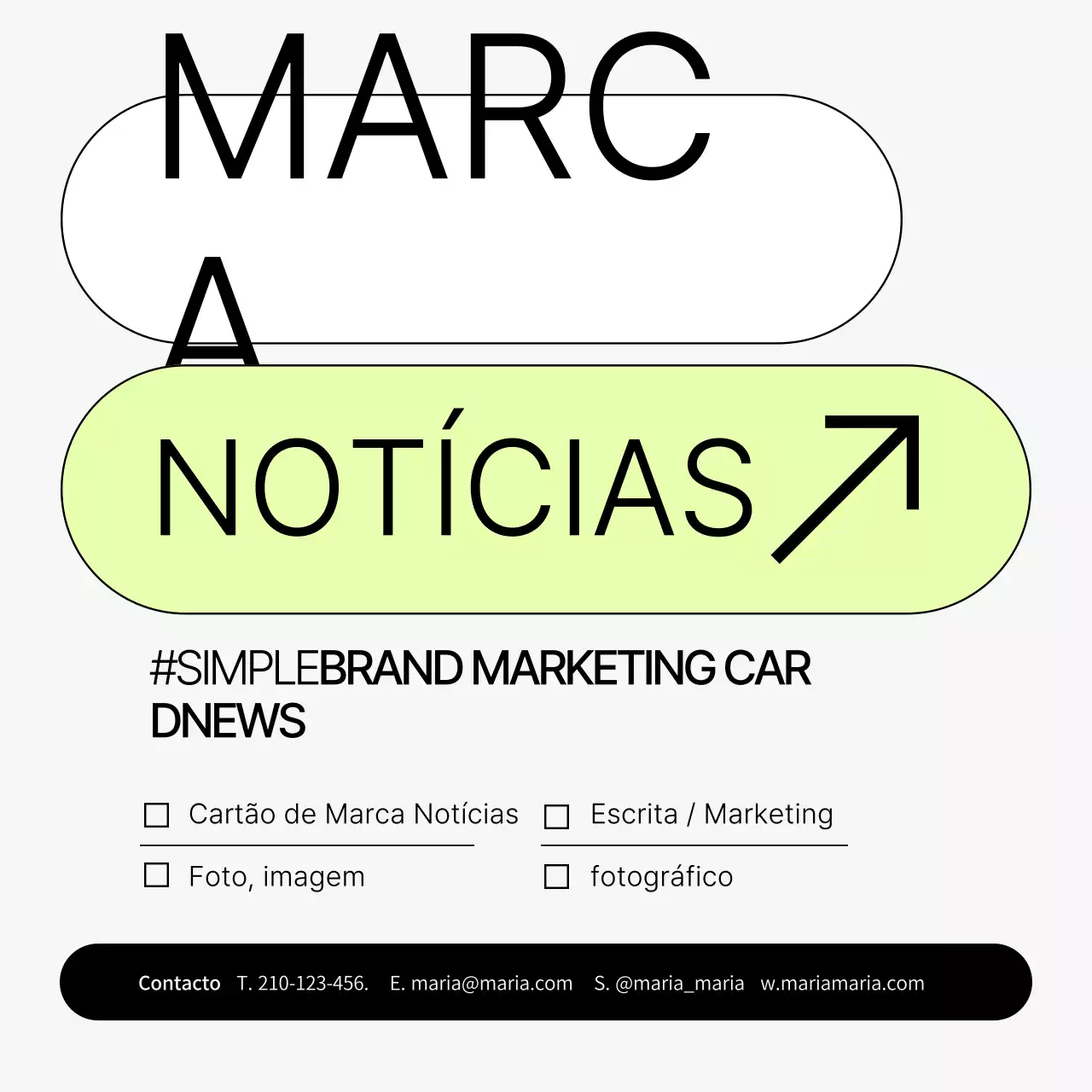 Promover uma marca simples em cinzento e chartreuse