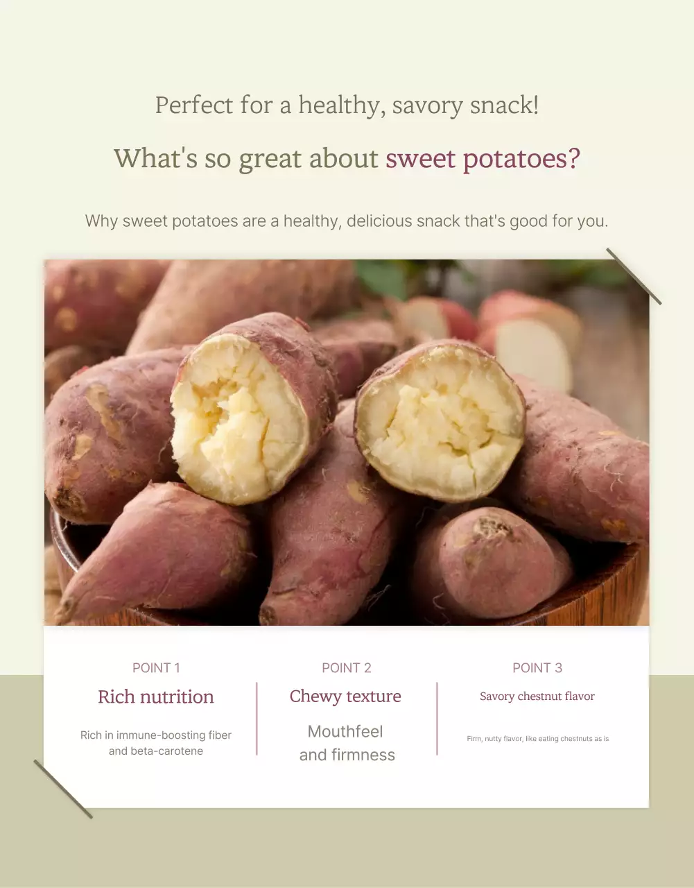 Cartaz promocional de batata-doce tradicional bege