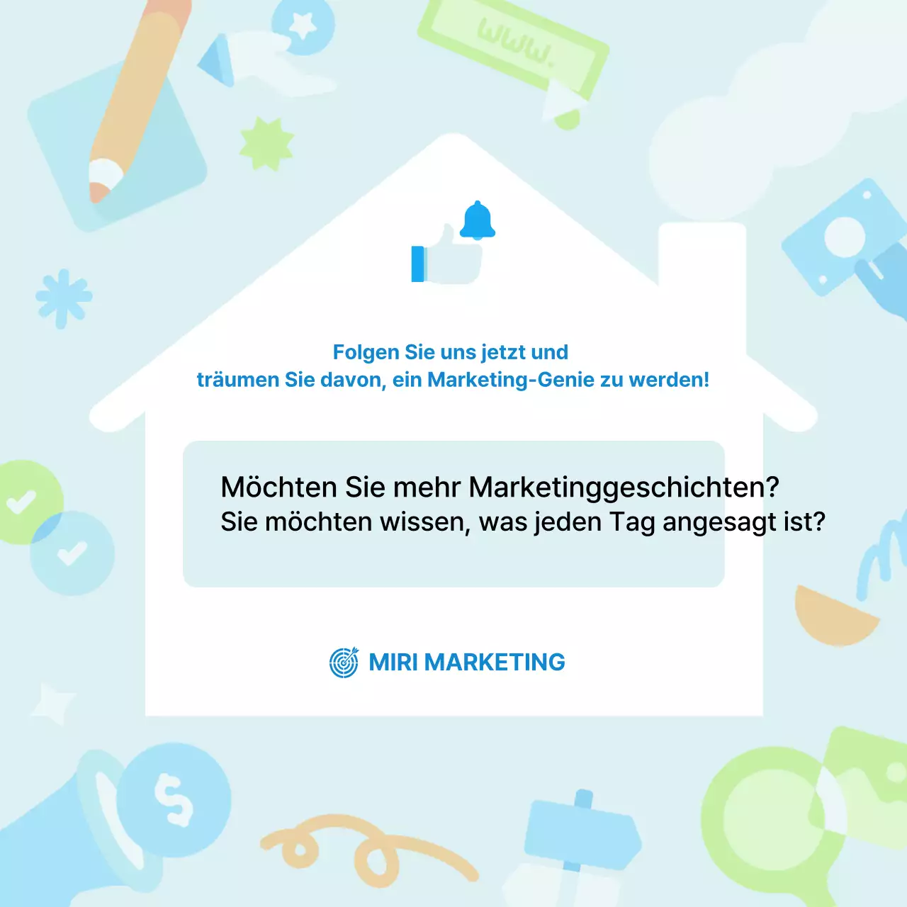 Förderung des modernen Marketings in Hellblau