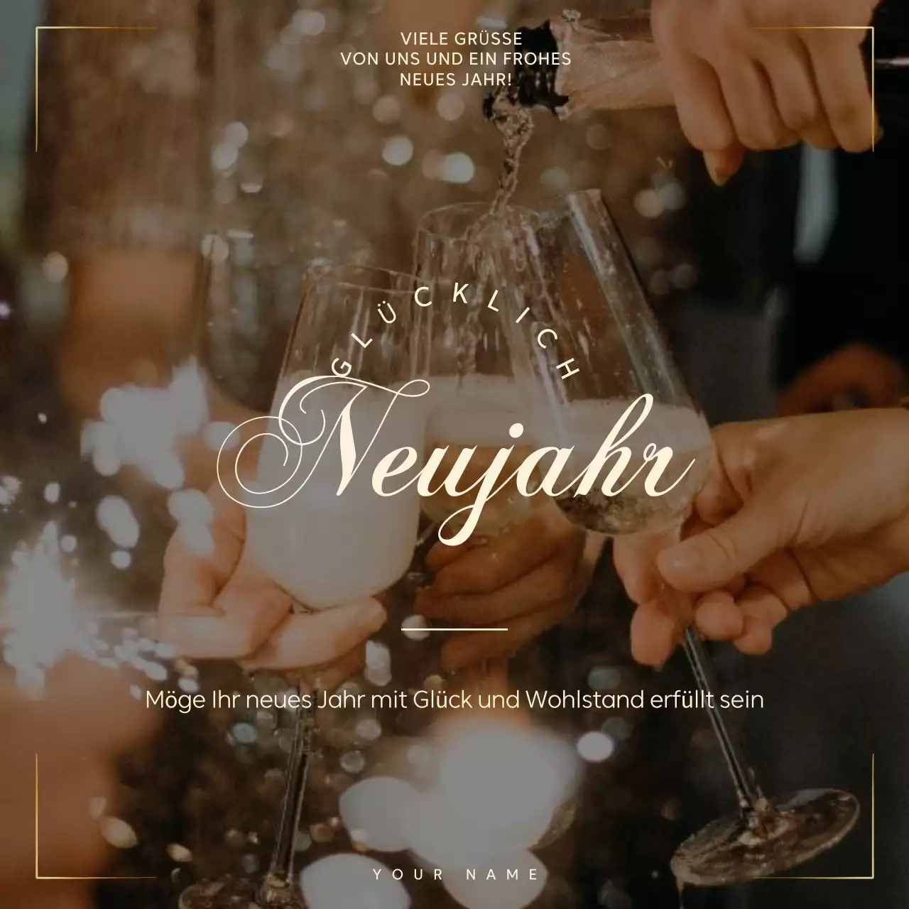 Gold Braun Elegante Neujahrsgrüße