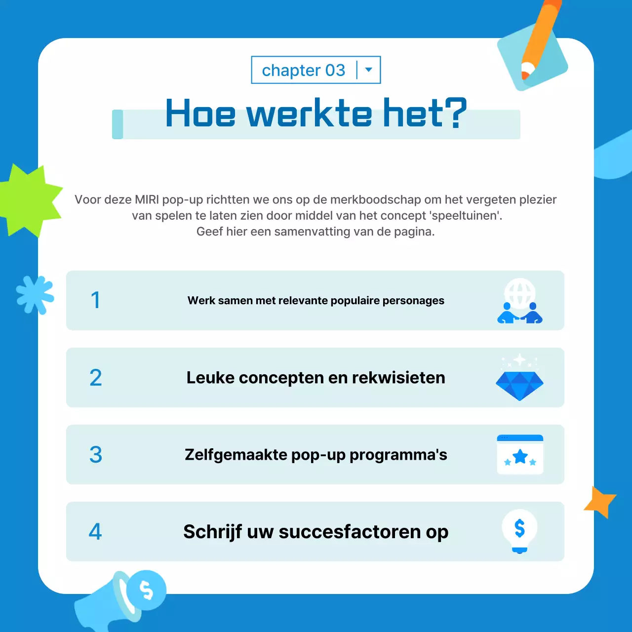 Promoot lichtblauwe moderne marketing