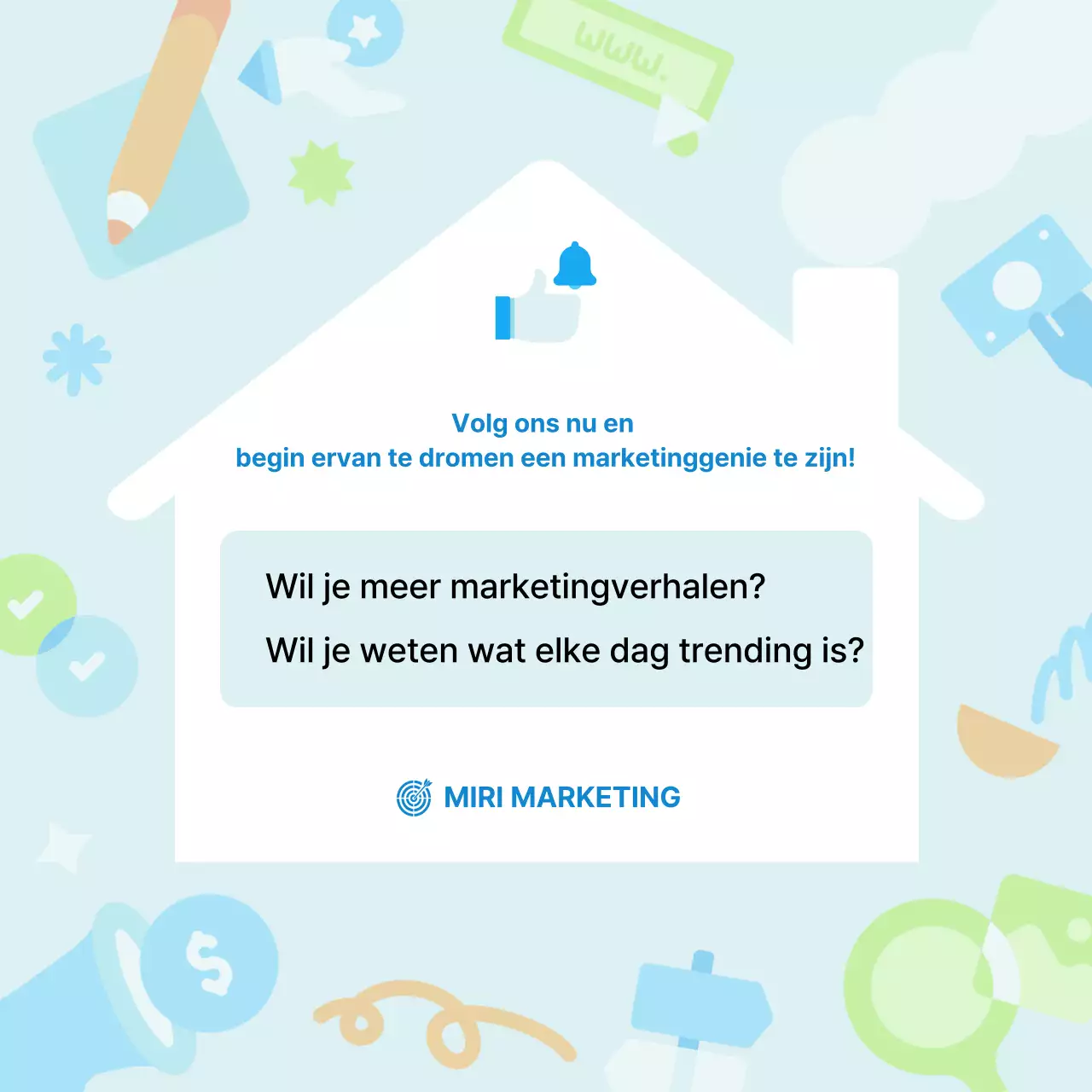 Promoot lichtblauwe moderne marketing