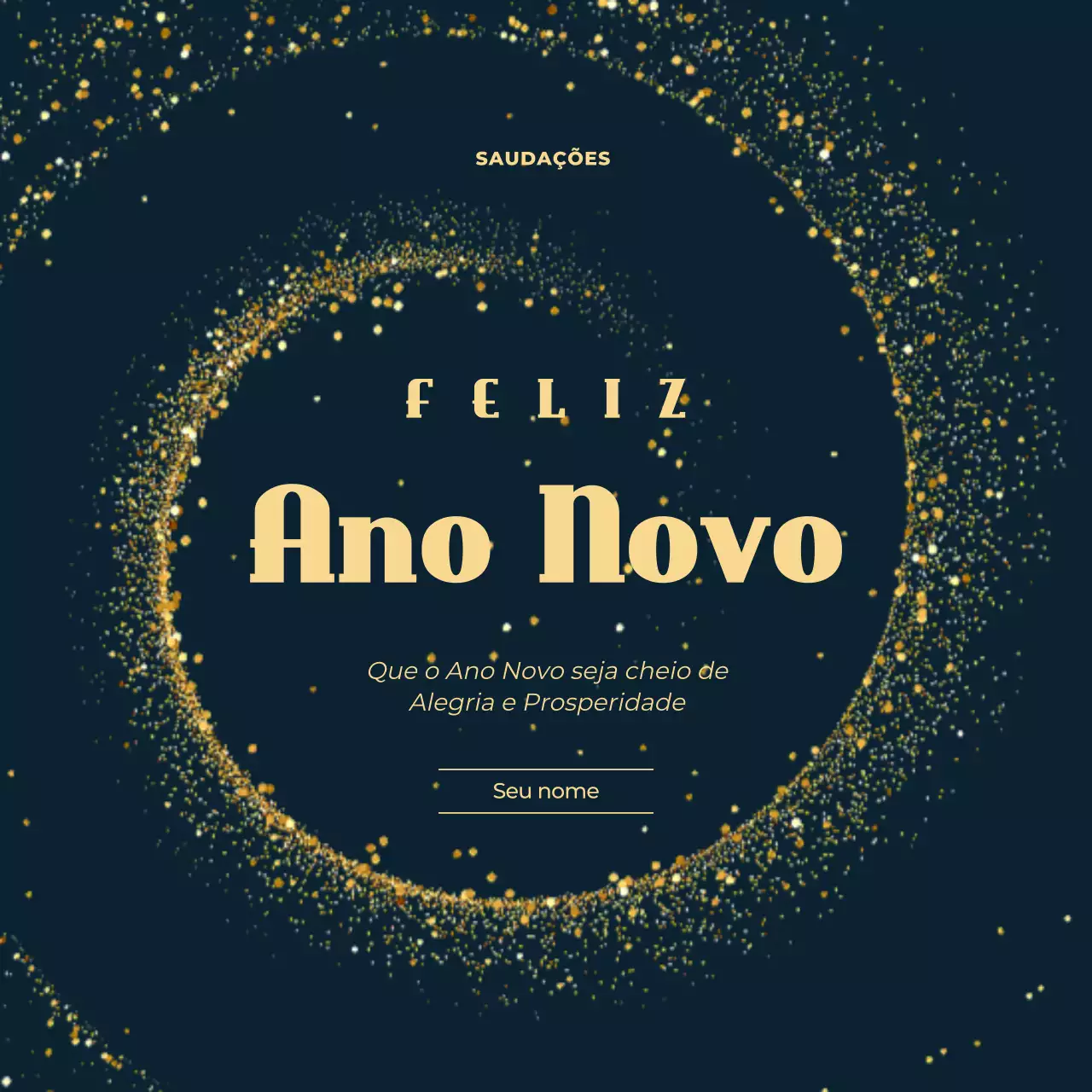 Saudações de Ano Novo preto e elegante