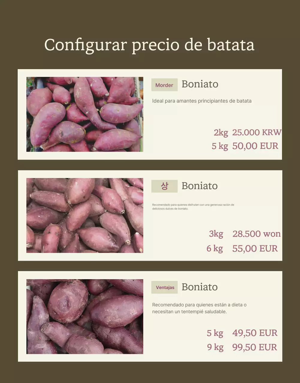 Marfil Caqui Neat Boniato Produce Promociones