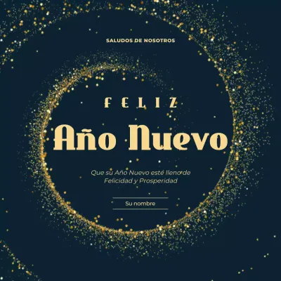 Elegante felicitación de Año Nuevo en negro