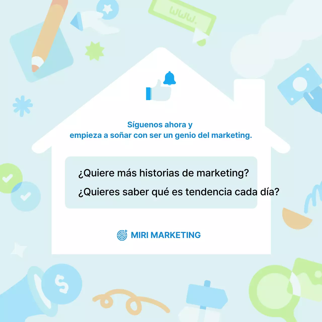 Promover el marketing moderno azul claro