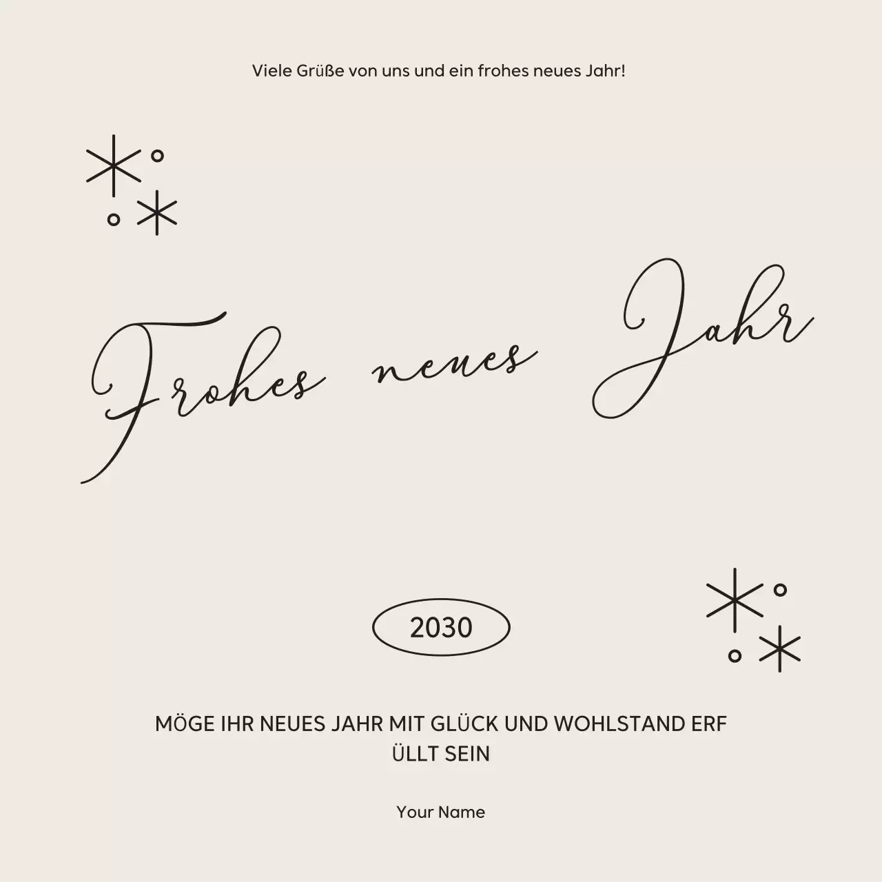 Beige Eleganter Neujahrsgruß