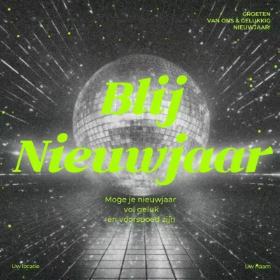 Grijze Retro Nieuwjaarswens