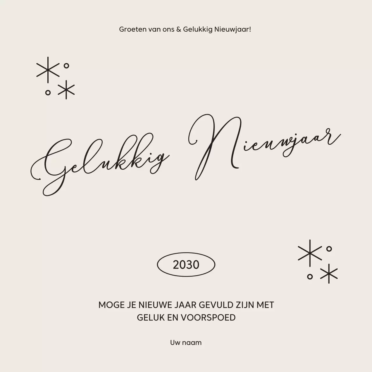 Beige elegante nieuwjaarswens
