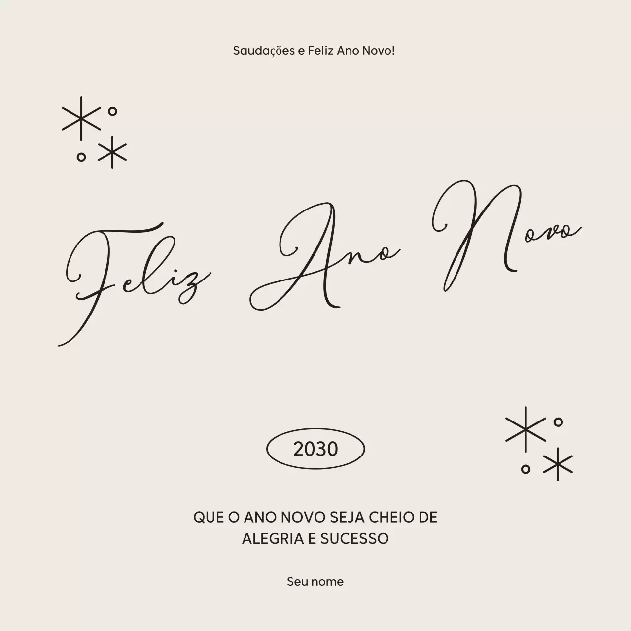 Saudação de Ano Novo Bege e Elegante