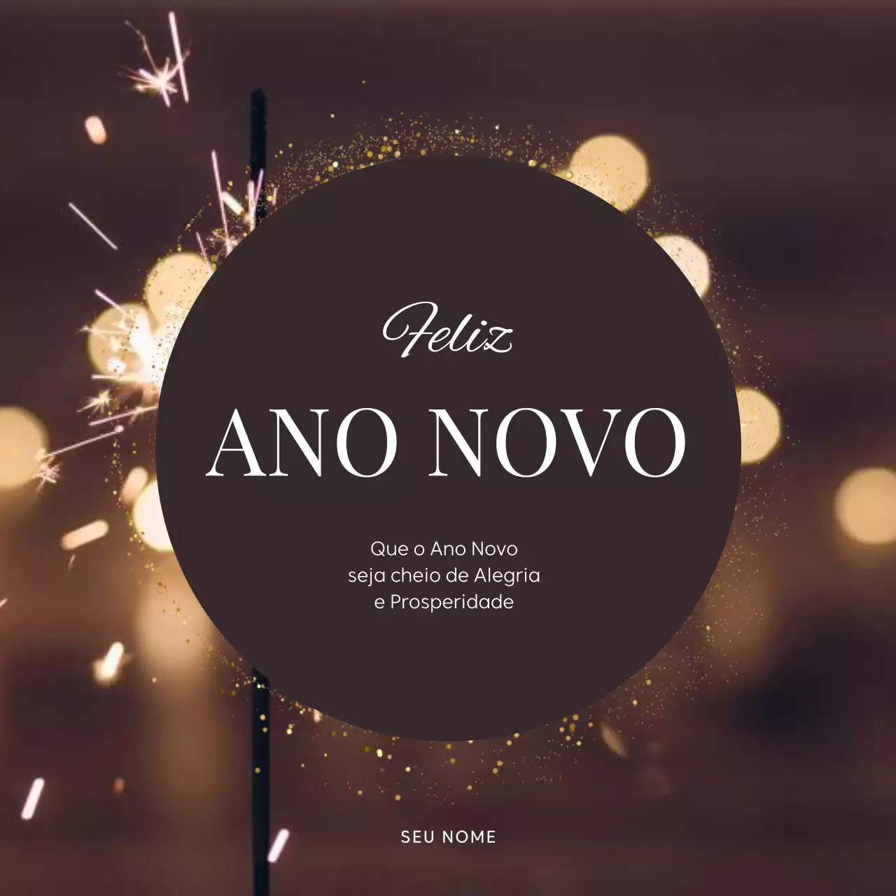 Saudação de Ano Novo preto e elegante