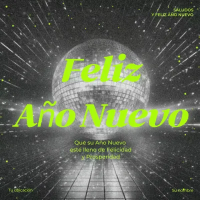 Felicitación de Año Nuevo Retro Gris