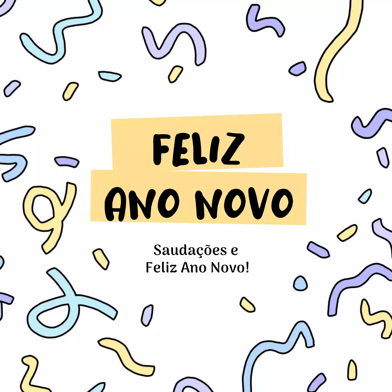 cartão de felicitações de ano novo lúdico