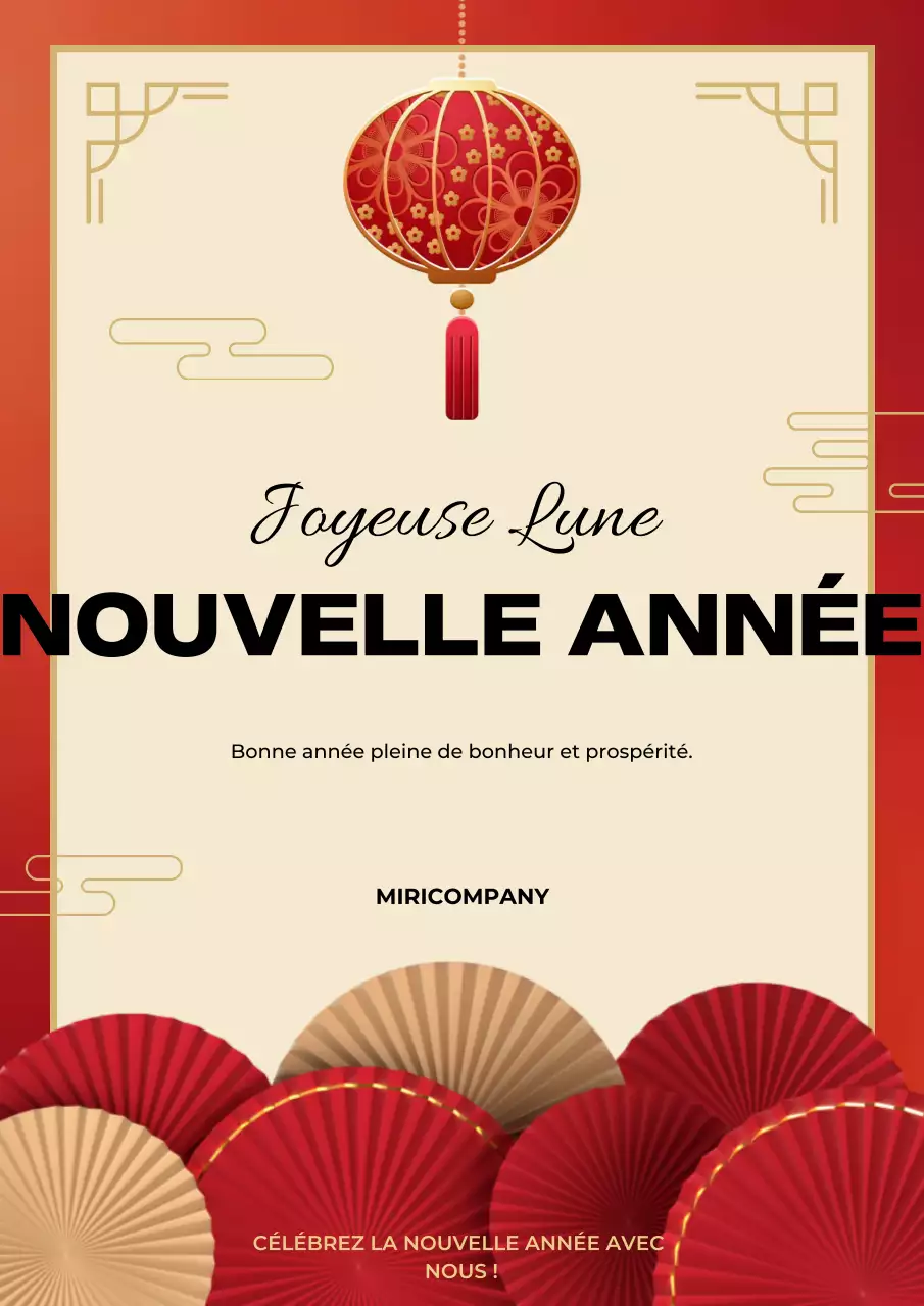 invitation traditionnelle rouge pour le nouvel an