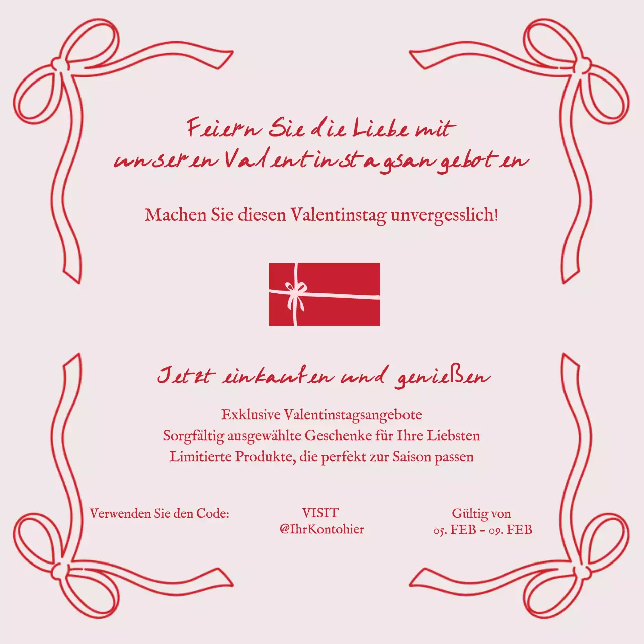 Rot Rosa Elegant Valentinstag Promotion