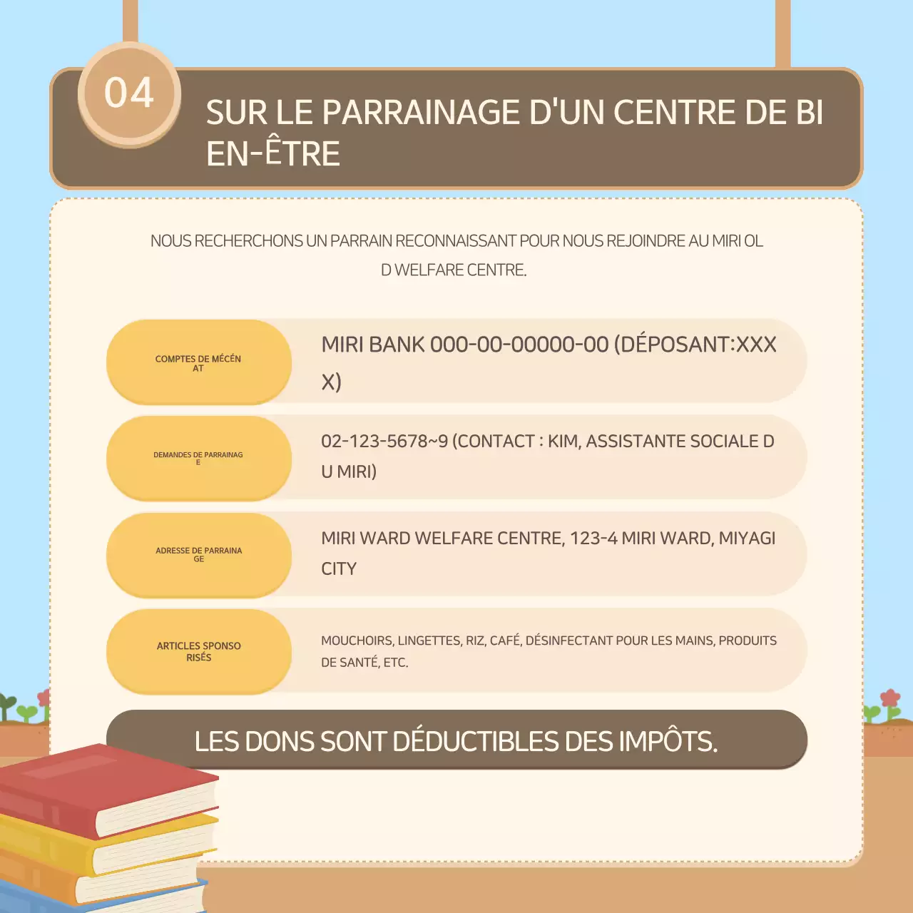 Lettre d'information du centre d'aide sociale bleu ciel