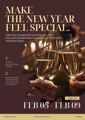 Brown Elegant New Year Promotion Poster