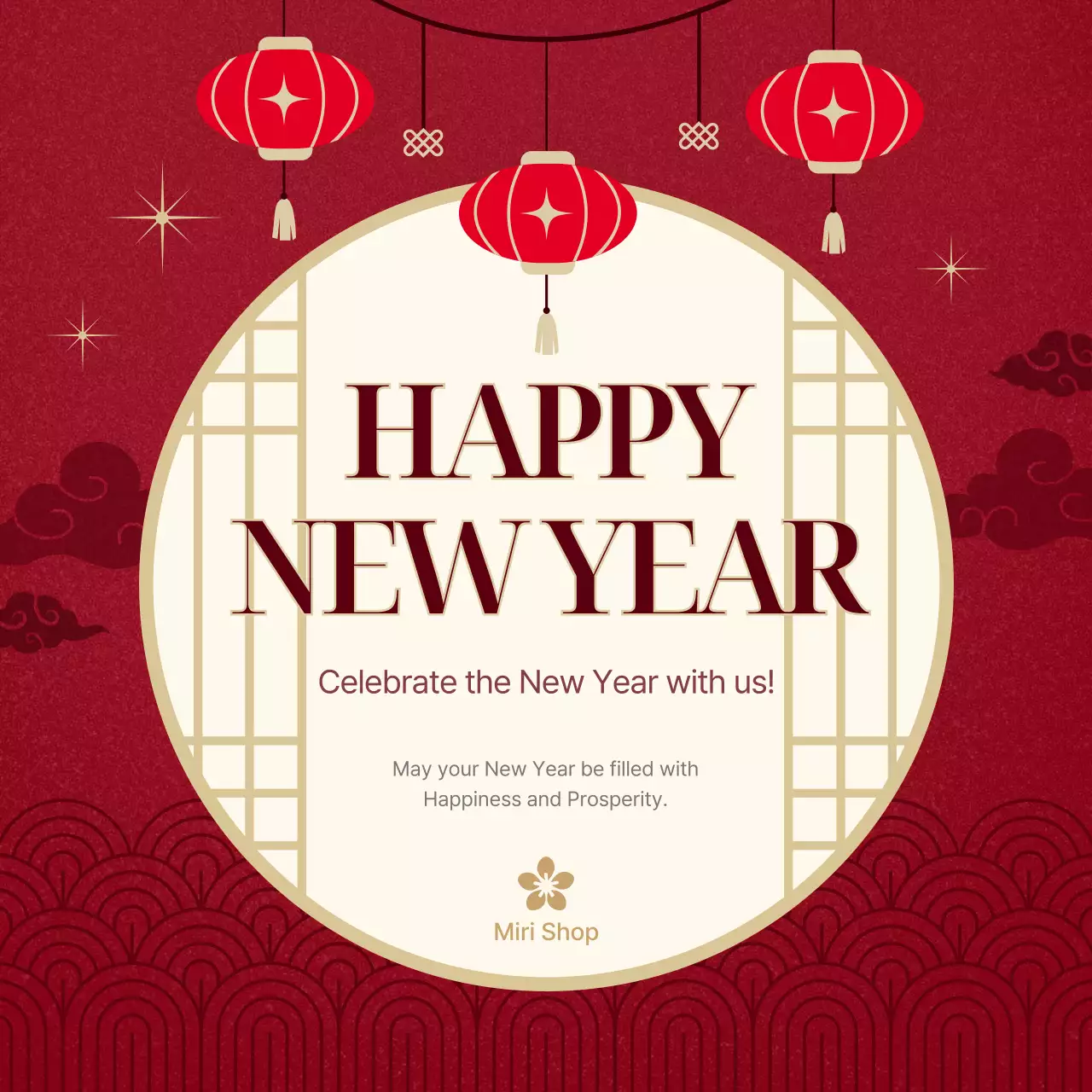 Red Traditional New Year Invitation Social Media Post
