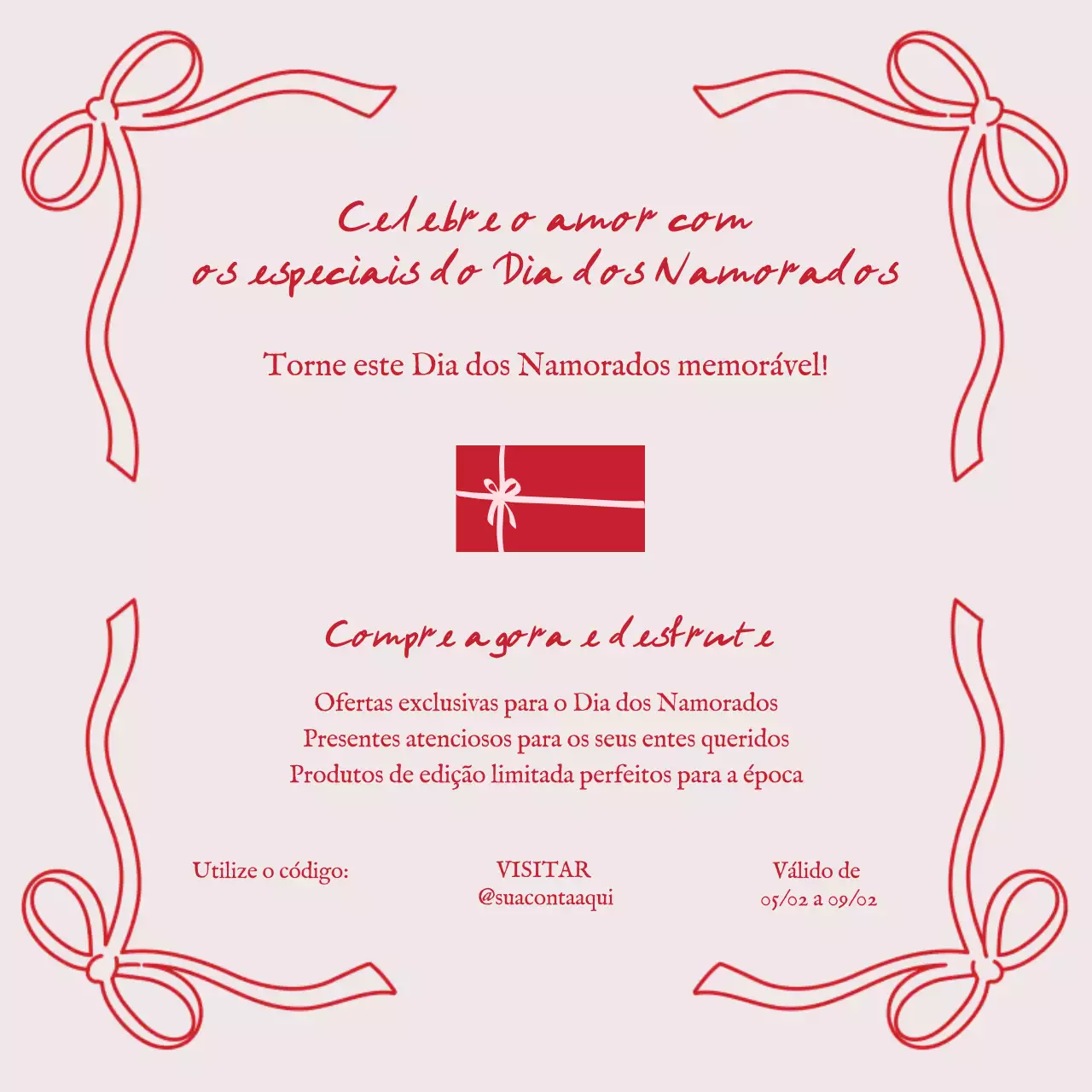 Promoção de Dia dos Namorados Vermelho Rosa Elegante