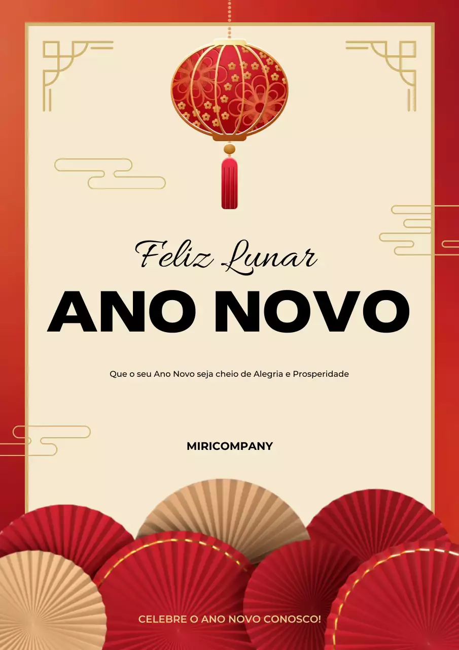 convite de ano novo tradicional vermelho