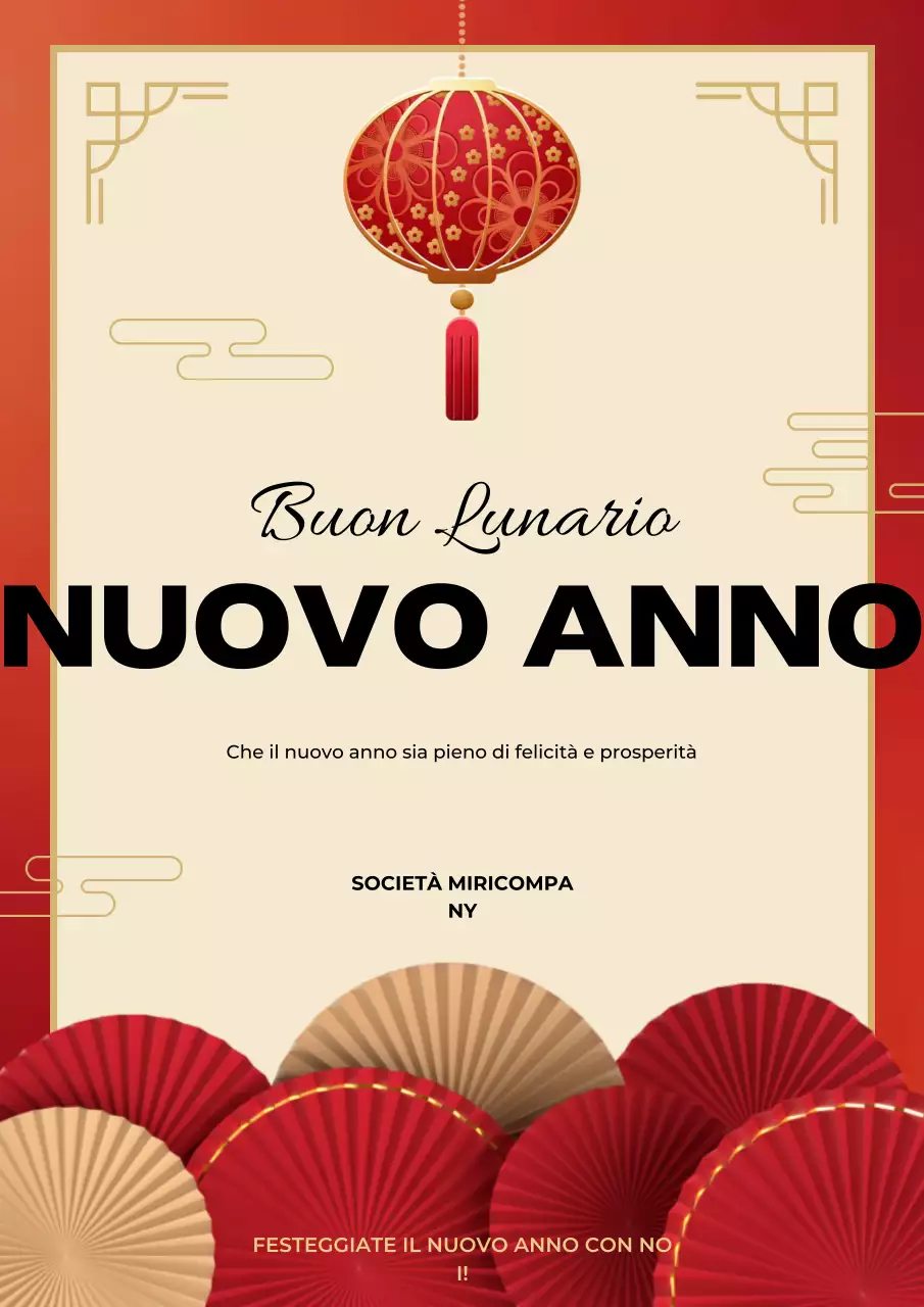 invito tradizionale rosso per il nuovo anno