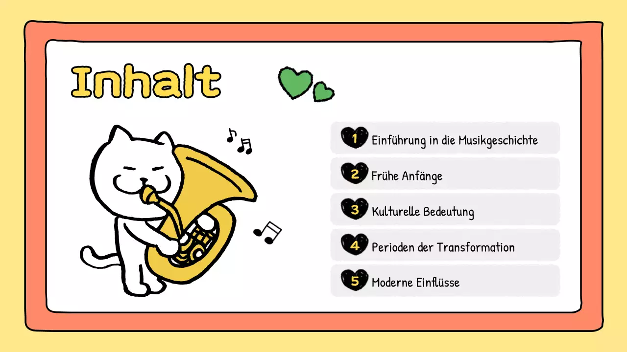 orangefarbene Comic-Musikpräsentation