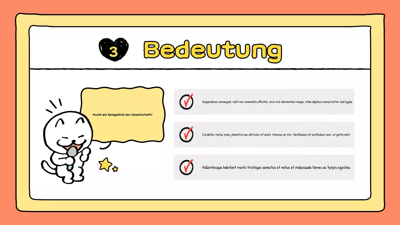 orangefarbene Comic-Musikpräsentation