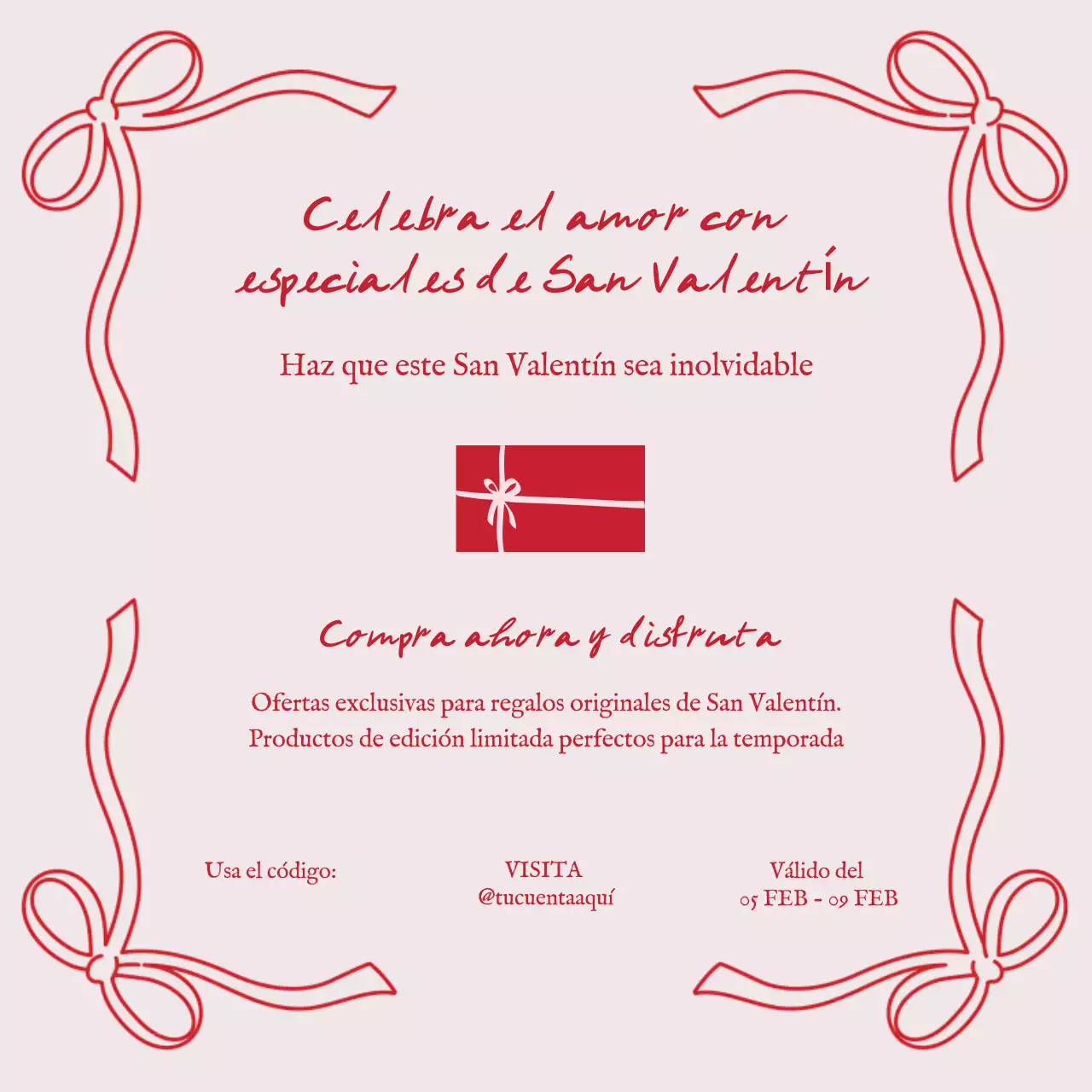 Rojo Rosa Elegante Promoción de San Valentín