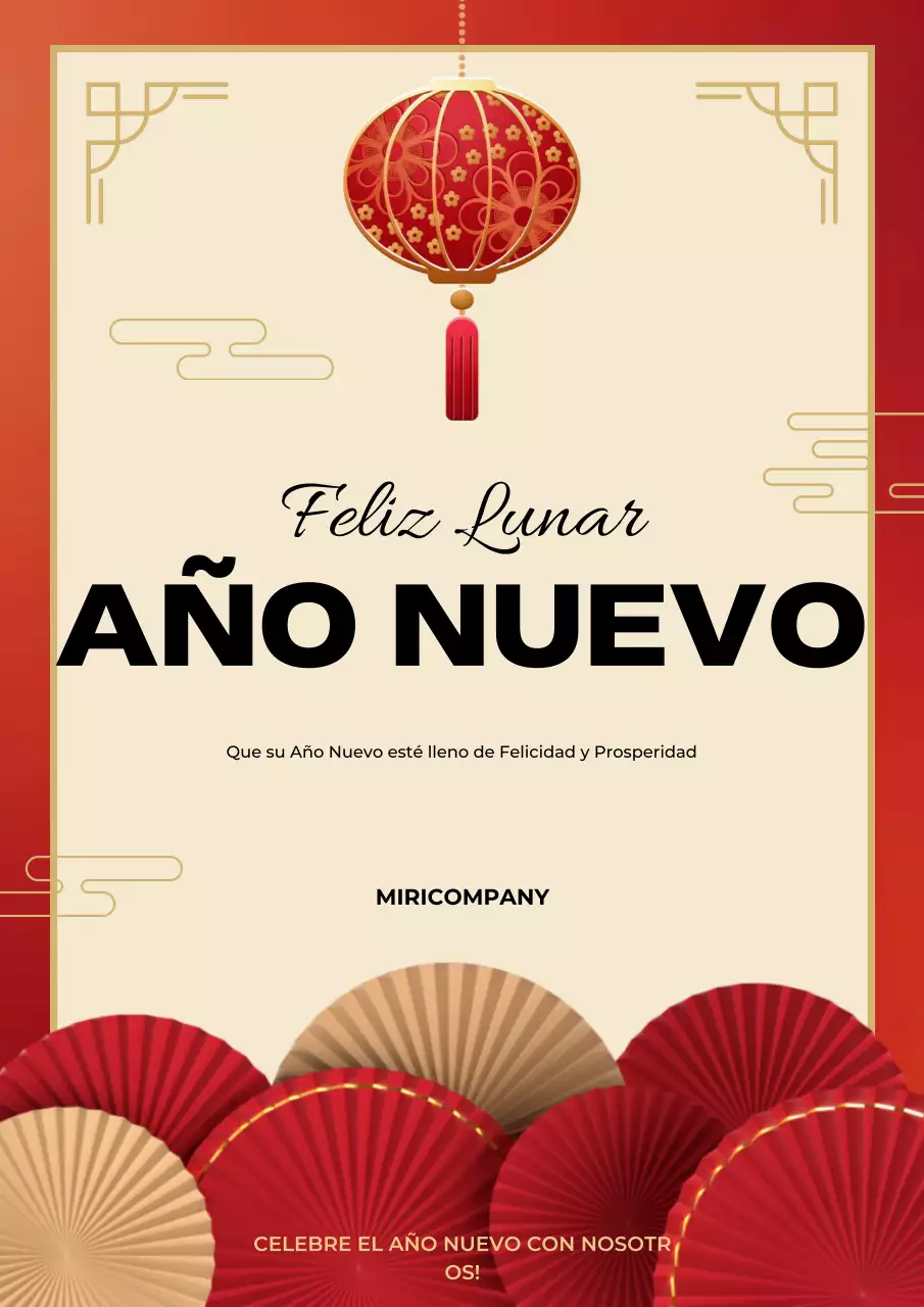 invitación tradicional roja de año nuevo
