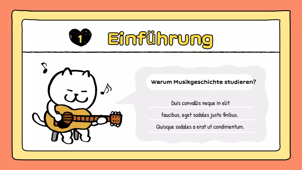orangefarbene Comic-Musikpräsentation