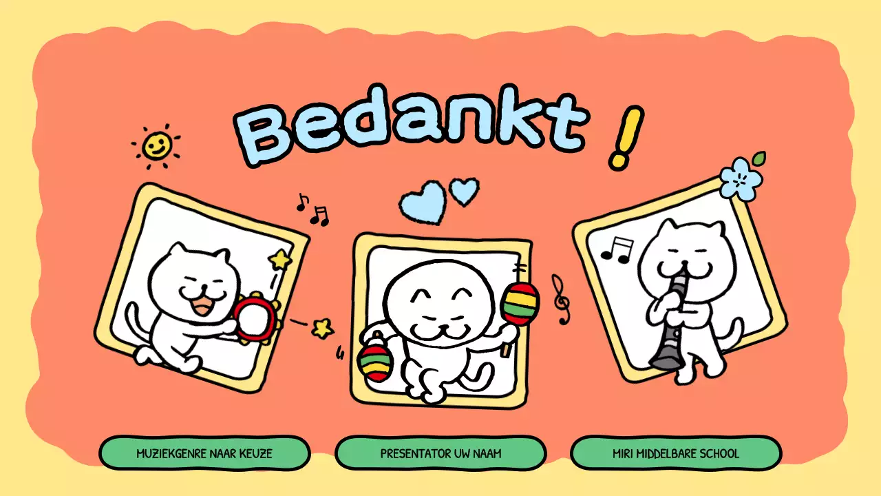 orange comic muziekpresentatie