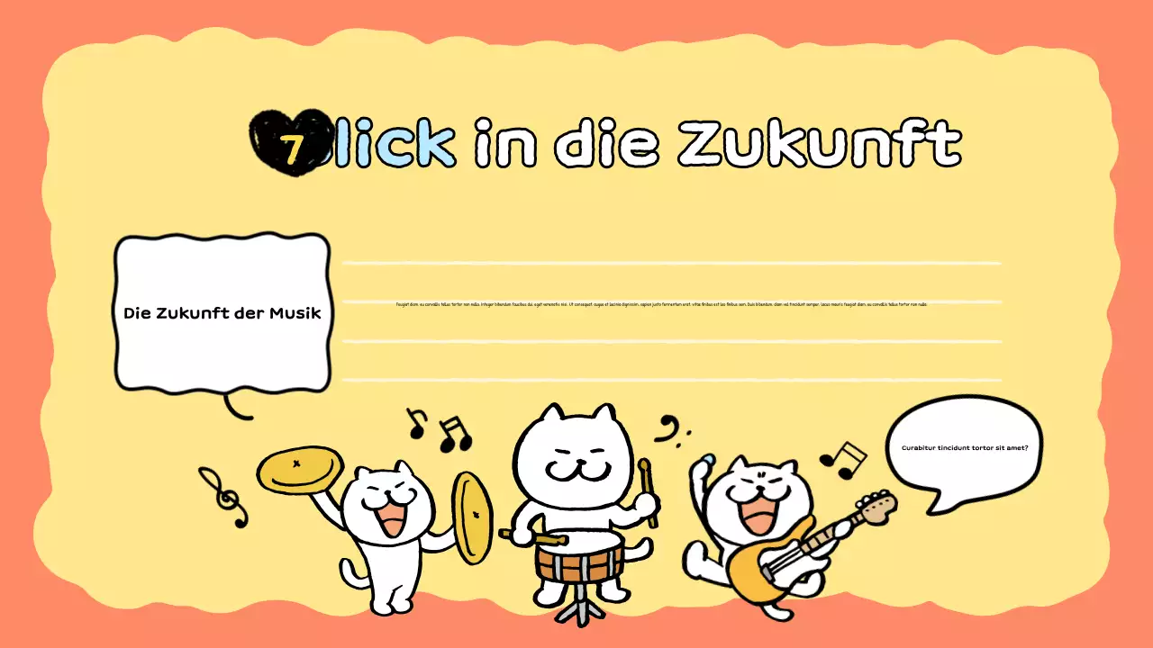 orangefarbene Comic-Musikpräsentation