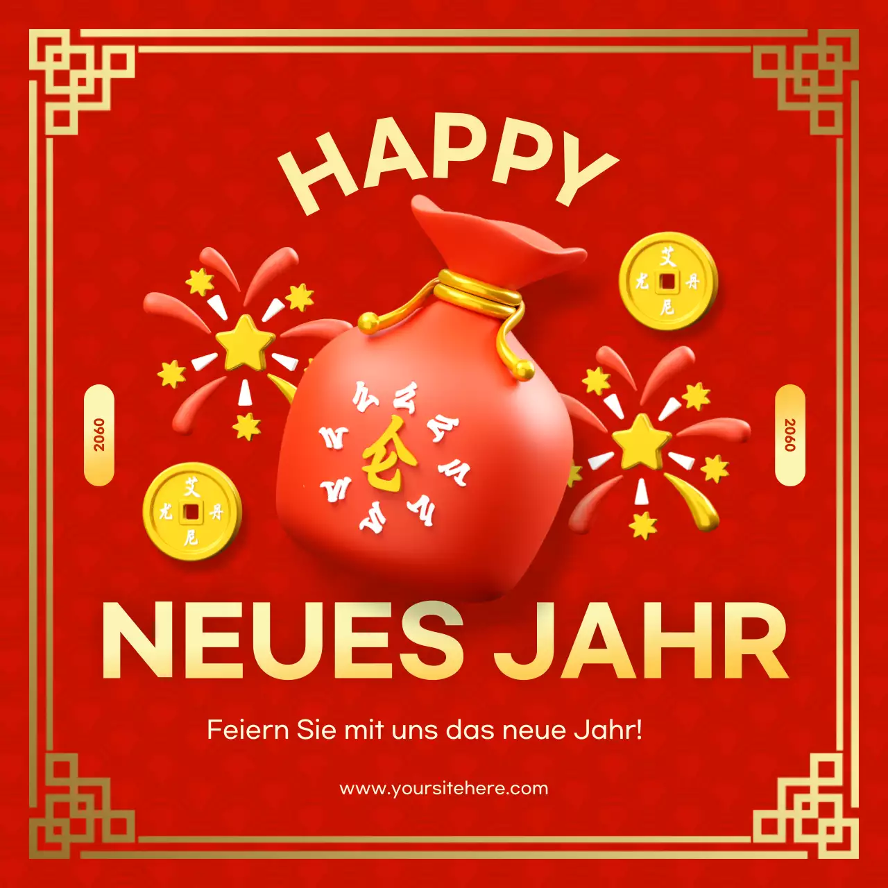 rote traditionelle Neujahrseinladung