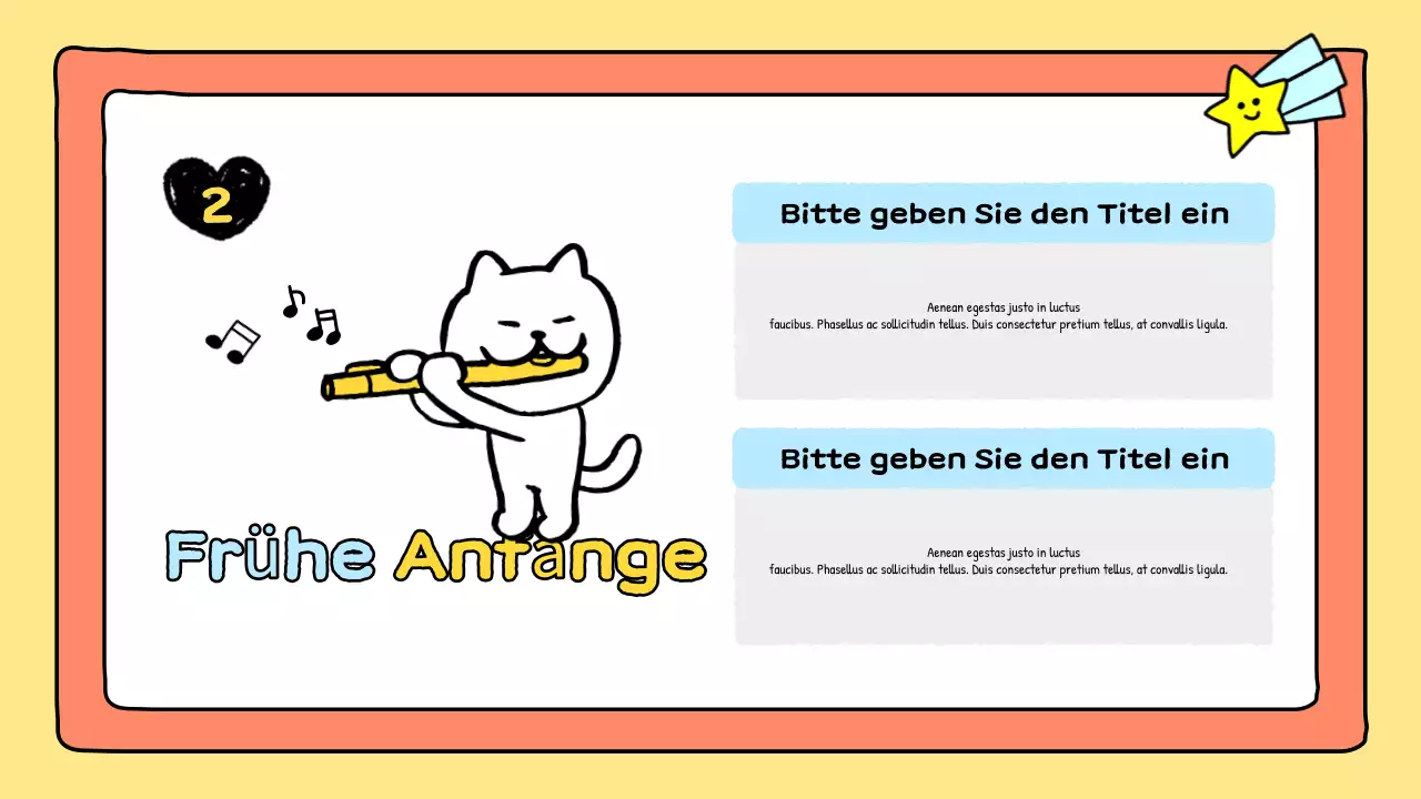 orangefarbene Comic-Musikpräsentation