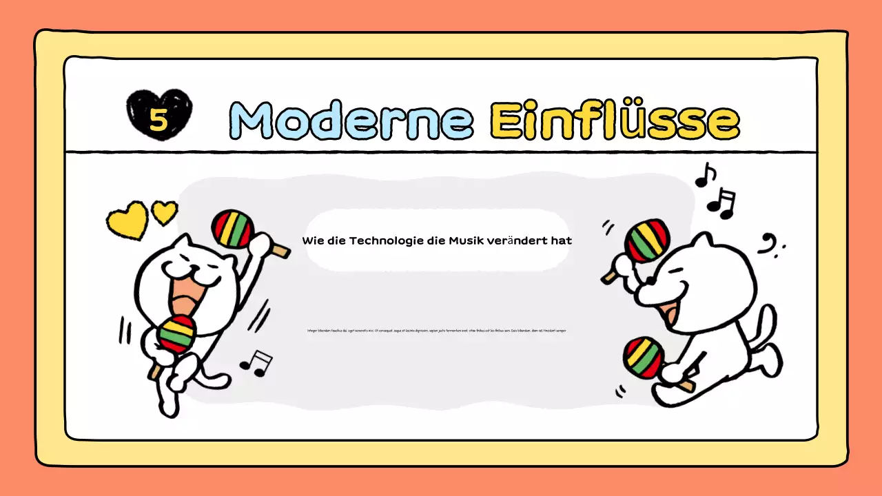 orangefarbene Comic-Musikpräsentation