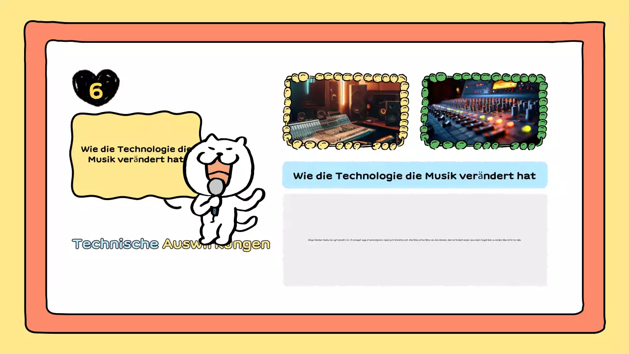 orangefarbene Comic-Musikpräsentation