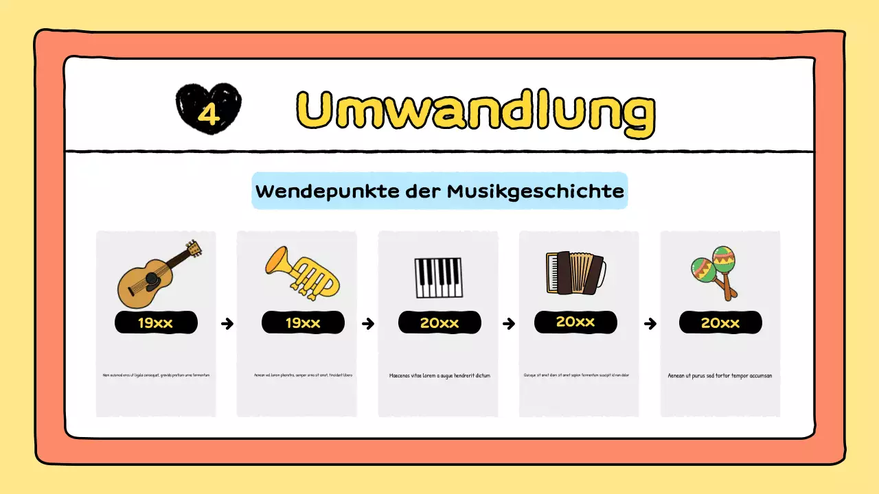 orangefarbene Comic-Musikpräsentation