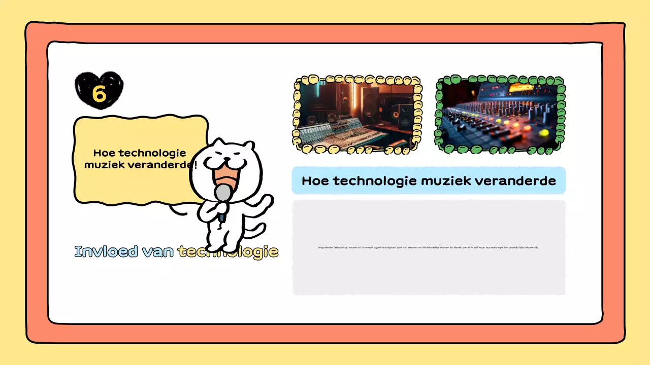 orange comic muziekpresentatie