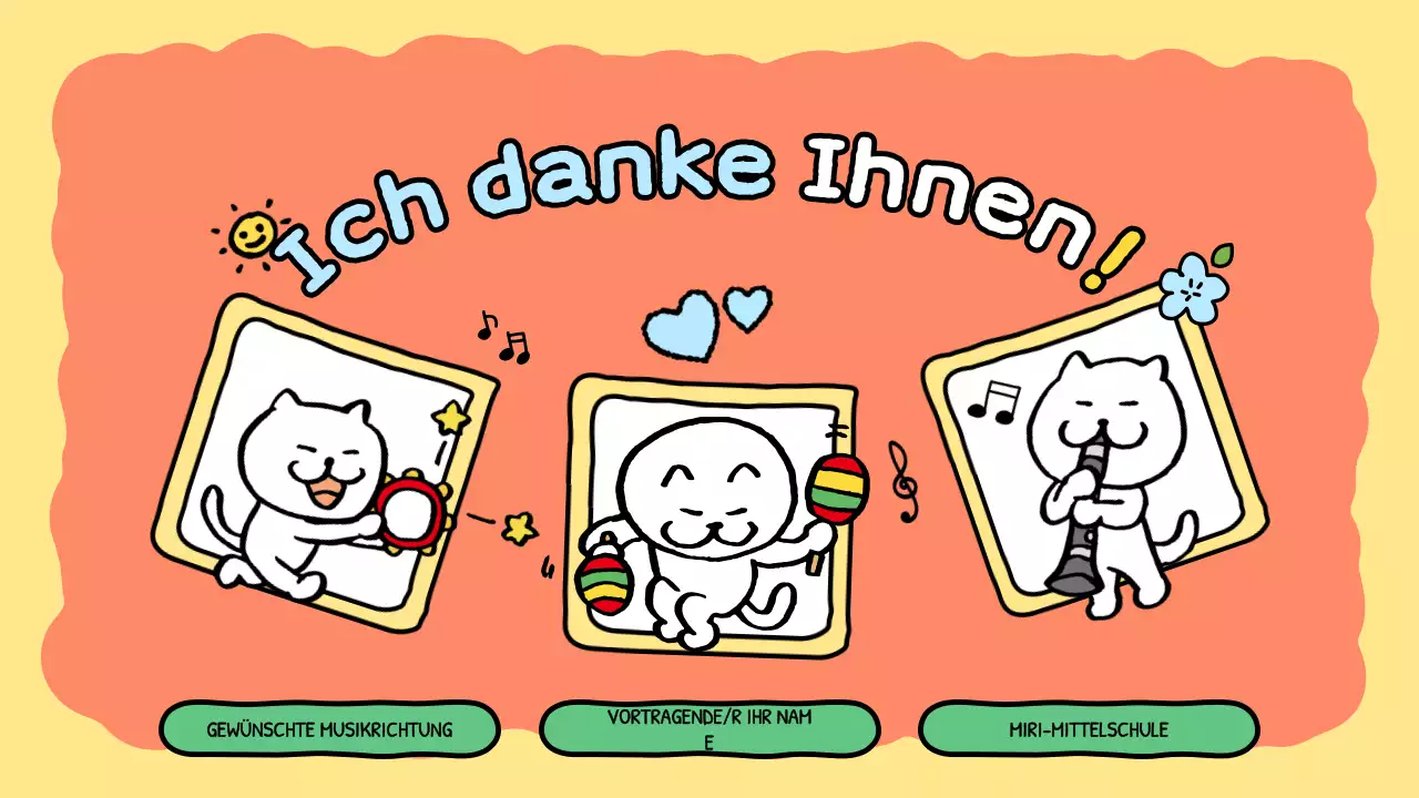 orangefarbene Comic-Musikpräsentation