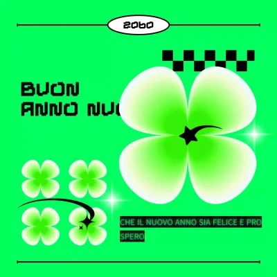 biglietto di capodanno moderno e verde