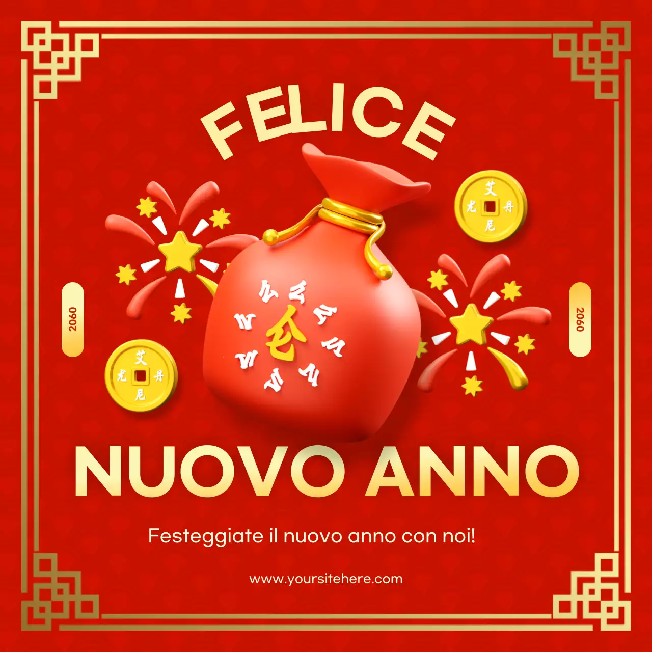 invito tradizionale rosso per il nuovo anno