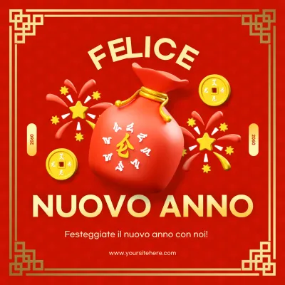 invito tradizionale rosso per il nuovo anno